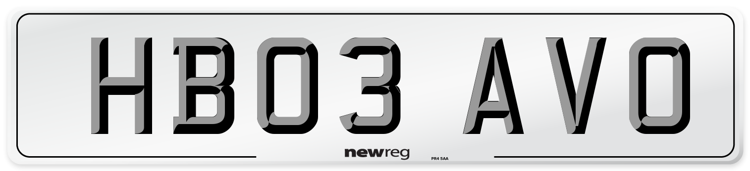 HB03 AVO Number Plate from New Reg